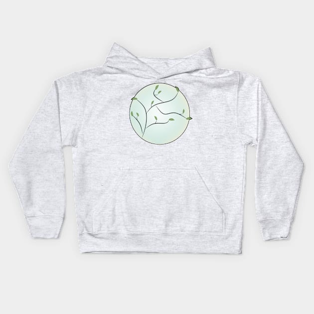 Full Moon with Leaves (Blue) Kids Hoodie by RoxanneG